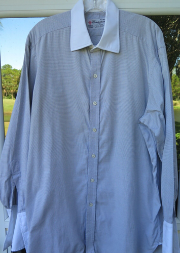 Turnbull Asser London Mens Cotton Micro-Dots Dress Shirt 42 Large 16 1/2 England - Picture 2 of 14