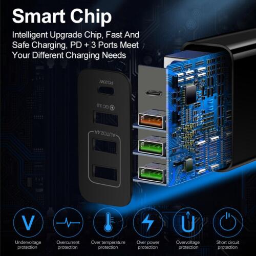New 4-Port 36W QC 3.0 USB Fast Quick Charge PD USB-C Hub Charger Adapter Plug b - Picture 7 of 7