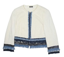 Basler Fringe Blazer in White Blue