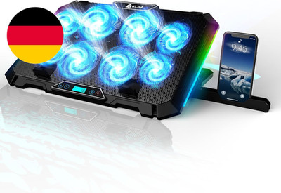 KLIM V8 Gaming Laptop Cooling Pad Mit 8 Lüftern - Neu - Gaming Laptop Kühler - S