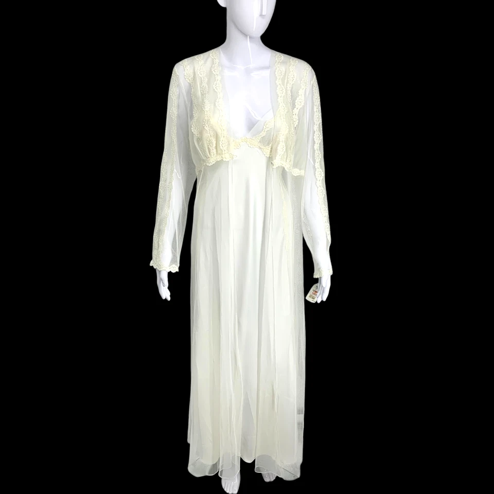 De Colección NUEVO Jonquil x Diane Samandi Neiman Marcus Talla L Transparente Peignoir Conjunto Vestido Bata Foto 2 de 4