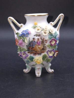 Wiener Stil Porzellan handbemalt verkrustete Blumen kleiner Topf ohne Deckel