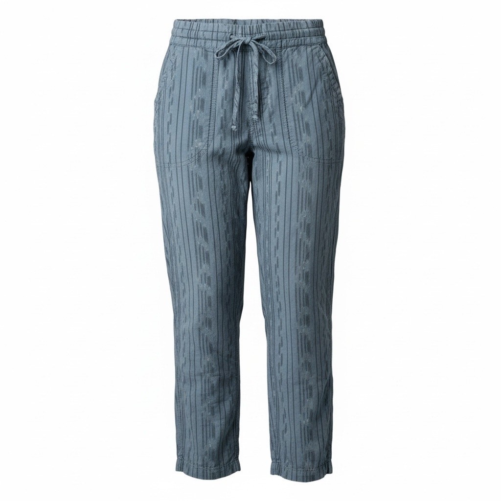 Pantalones cónicos para mujer PraNa Arlie orgánicos azules jacquard cámper - talla pequeña