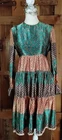 Vintage 70s Lealie Juniors Leslie Fay Satin Boho Dress Mini  Sz Sm Union Made
