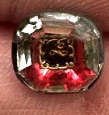 17th Century Stuart Crystal 9 mm Red Gold Cipher Breeches Button