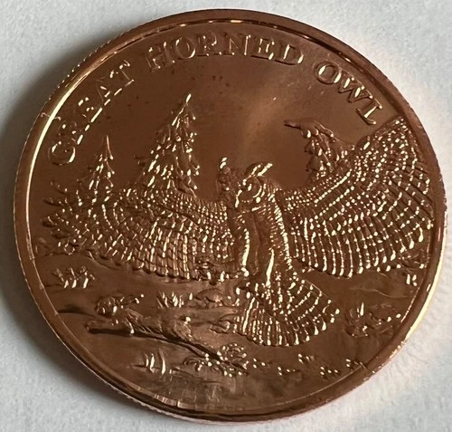 1 roll of 20 .999 fine 1 oz Copper OWL wildlife series from Provident Metals