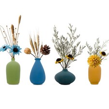 Small Ceramic Vase Decorative, Set of 4 Flower Bud Vases