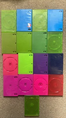 17 x leere DVD Hüllen verschiedene Farben: blau lila pink grün Amaray + andere