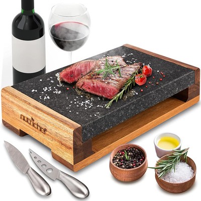 Nutrichef Steakstein, Grill Hot Stone Kochset, Hot Lavagestein Brutzelplatte