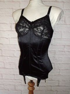 CINTURA CORSETTO NERA APERTA PER BRETELLE STILE VINTAGE CONTROLLO INTIMO 38C