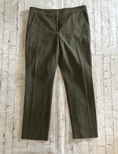 Diane Von Furstenberg Woman  s Textured Straight Leg Ankle Dress Pant 8 Green