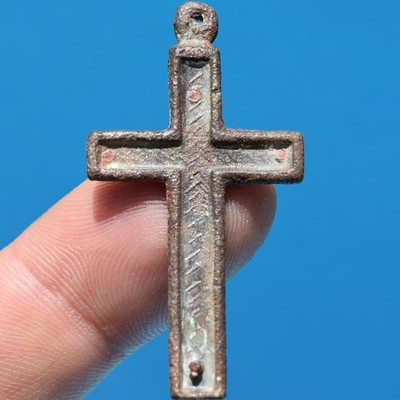 1800s PECTORAL CRUCIFIX CROSS ANTIQUE ITALIAN PENDANT FOUND 4 g.