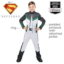 RUBIES GREEN LANTERN DELUXE KIDS BOYS COSTUME JUMPSUIT WITH - GREEN BLACK WHITE