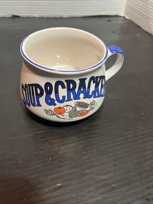 Vtg Cisco Soup & Crackers Mug Chowder Chili Bowl Wide Mouth 1980s Taiwan 16floz