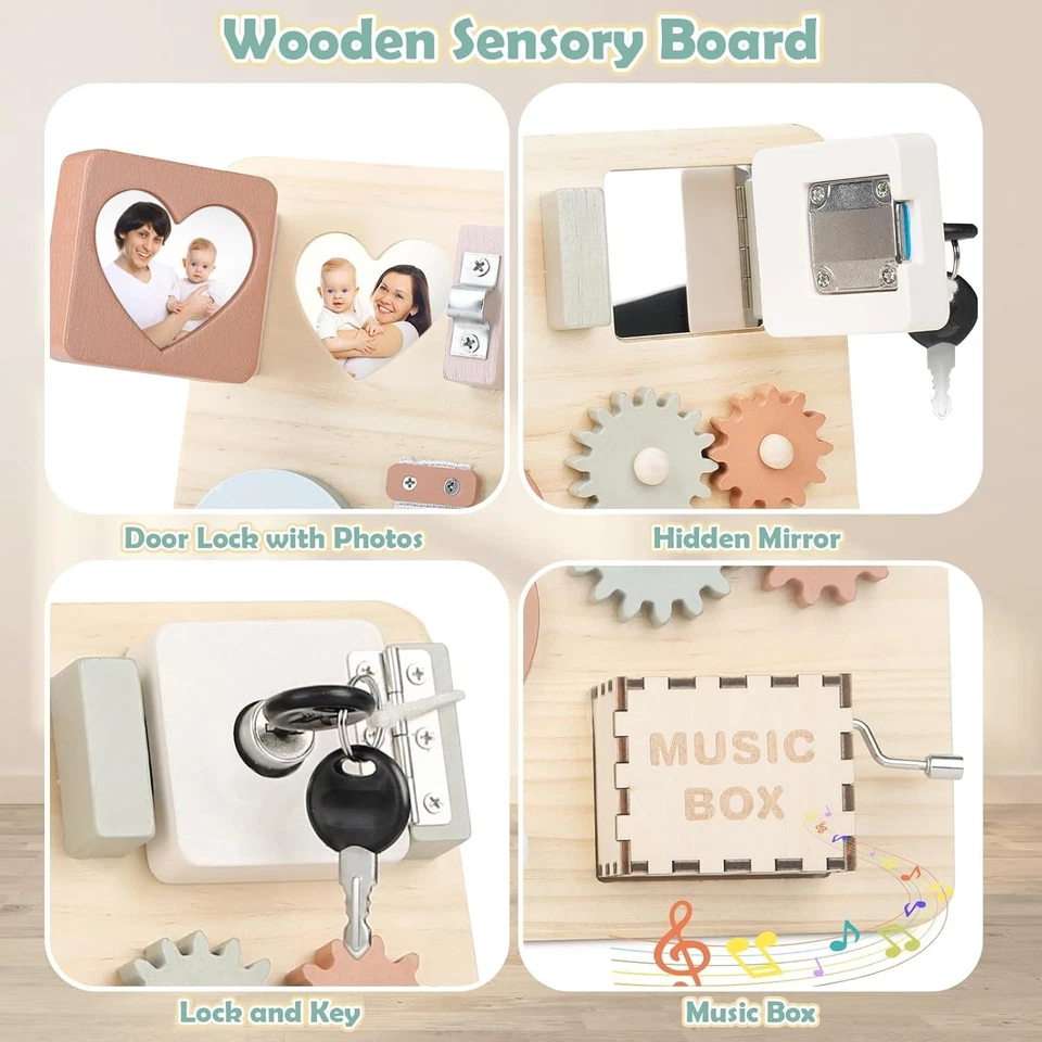 Joyreal Tavola Sensoriale Bambini Montessori Legno Busy Board Giochi Educativi - Immagine 4 di 4