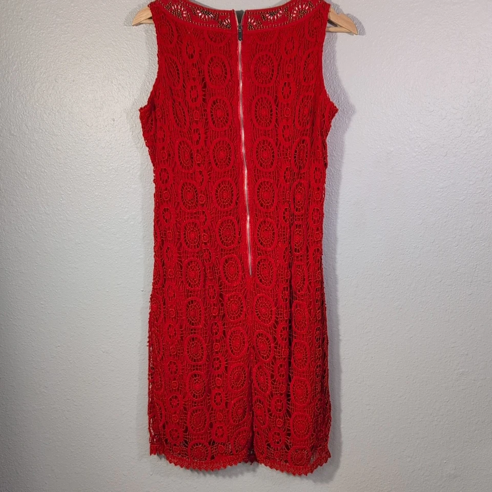 Chaqueta Blazer Peter Nygard Crochet Rojo Vestido Cremallera Forrada Talla 8 Mujer’s Art 127 Foto 3 de 4