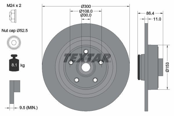 2X Bremsscheibe Hinten Textar 92159803 FüR Renault-image