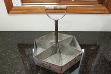 Vintage Metal Sorting Bin With Tall Handle 6 Compartments Farmhouse Garden