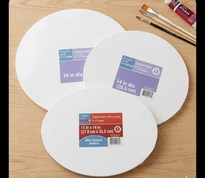 Lot Of 3 Artists Loft Stretched Canvas - 2 Round & 1 Oval