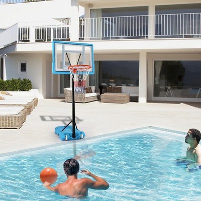 Swimming Pool Game Basketball Hoop Adjustable Height Net Backboard with Wheels