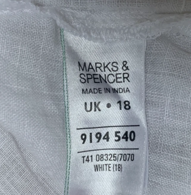Marks & Spencer Indigo white long shirt, linen, size 18 - Image 3 of 3