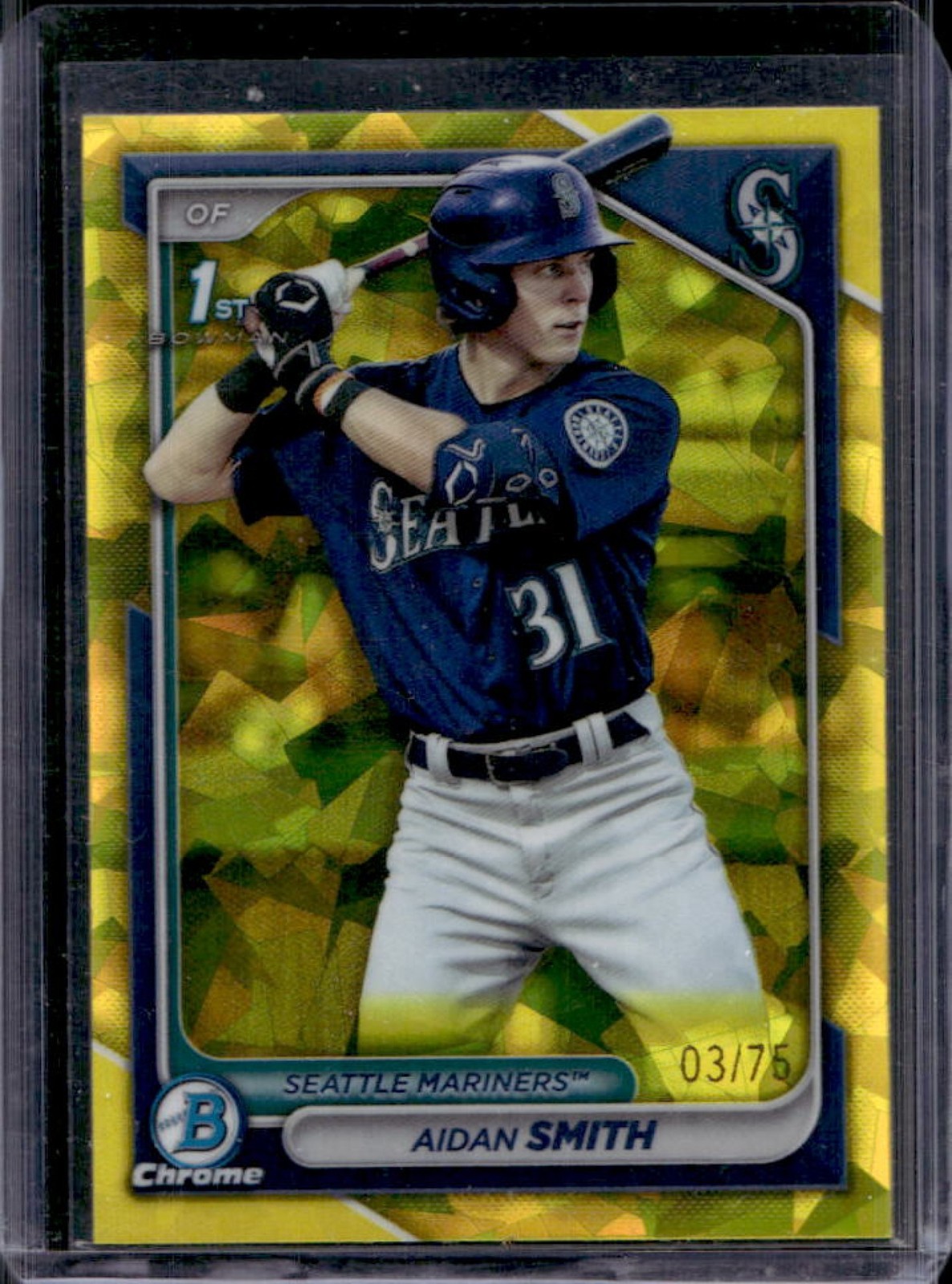 2024 Bowman Sapphire Aidan Smith Chrome Yellow 1st Prospect #/75 Mariners