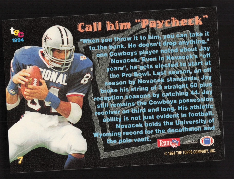 Jay Novacek 1994 Topps Stadium Club Members Only 50 #7 Dallas Cowboys - Image 2 of 2