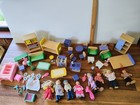 Large Lot Of Wooden Dollhouse Furniture And Dolls