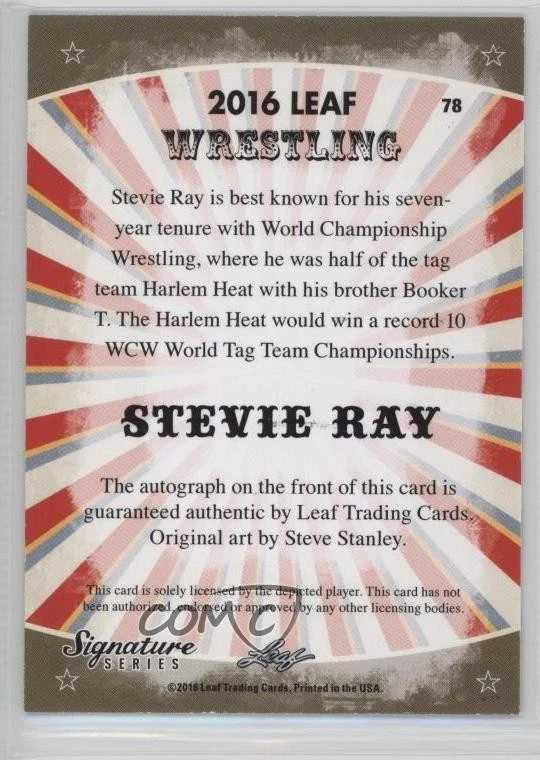 2016 Leaf Signature Series Wrestling Red /10 Stevie Ray #78 Auto - Image 2 of 2
