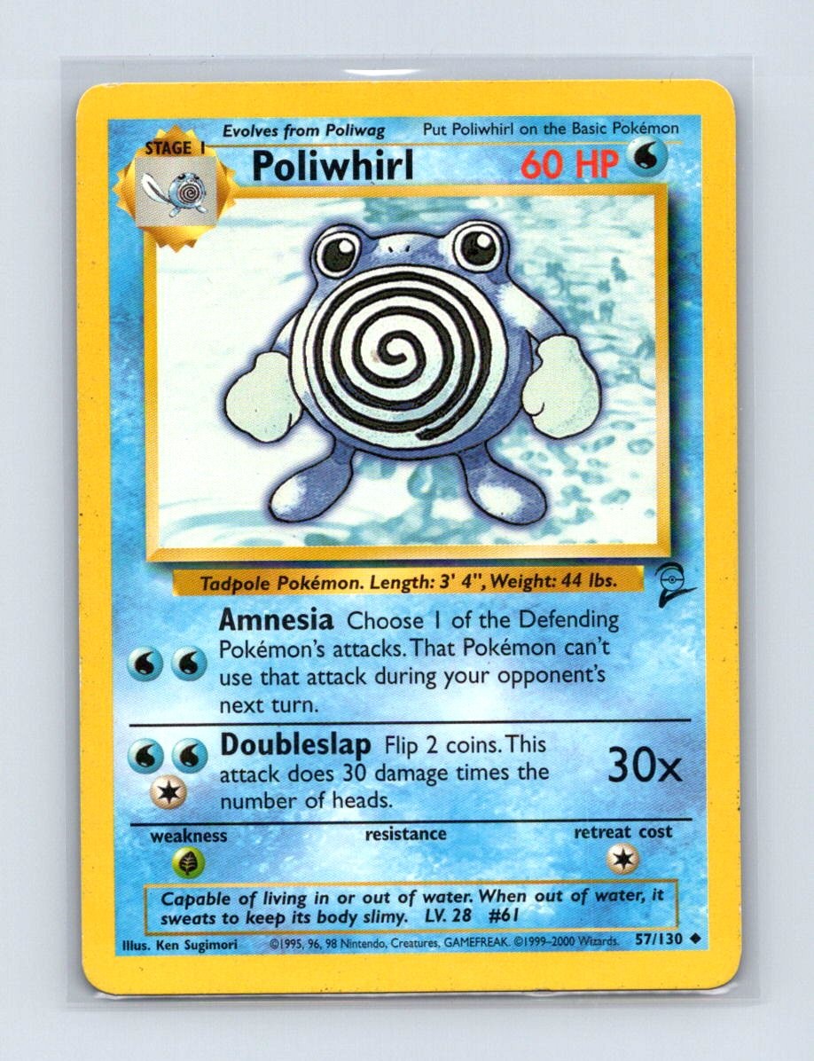 Poliwhirl 57/130 Uncommon Base Set 2 Pokemon Lightly Played