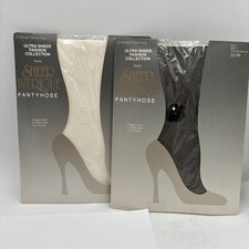 2 Sheer Intrigue Pantyhose Size C Key For White And Black Vintage