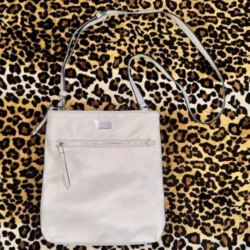 Borsa a tracolla Kate Spade Dawn grigio chiaro nylon tracolla borsa a mano argento