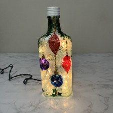 Christmas Ornaments Hand painted Lighted Stained Glass Bottle