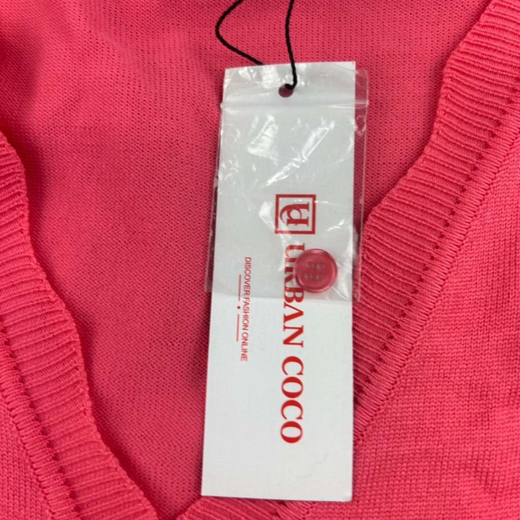 Urban Coco Sweater Womens Medium Pink V Neck Long Sleeves Button Up Cardigan NWT image 3