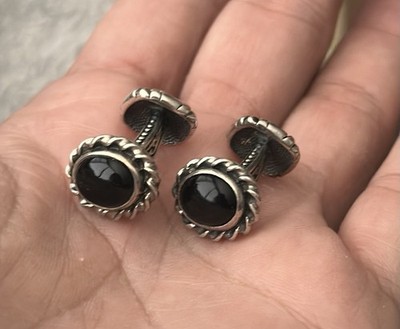 ARTISTE COLLECTION BY SCOTT KAY STERLING SILVER 925 CABACHON ONYX  CUFF LINKS 