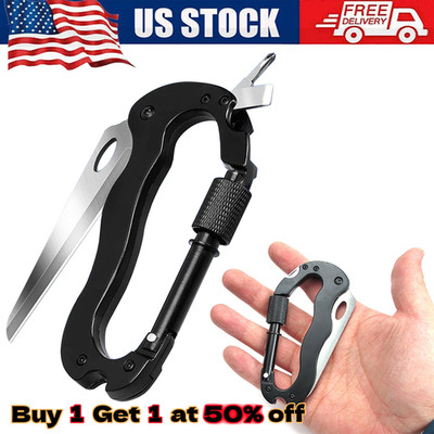 Multitool Carabiner with Pocket Knife Keychain Clip Screwdriver Bottle Opener US