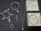 Religious Jewelry Lot of 8 - CID Clyde Duneier 10K gold Cross Necklace  — photo 1