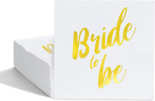 50 Pcs Disposable Paper Cocktail Napkins with Gold Foil 'Bride to Be' - Perfect