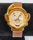 Vintage Timex Disney Watch, Dopey 7 Dwarfs, Original Leather Strap, Working