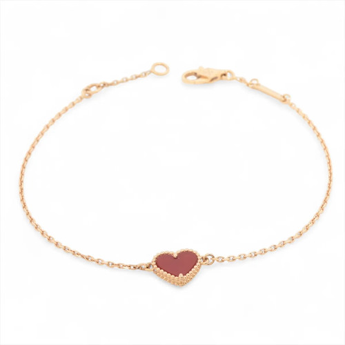 Van Cleef & Arpels Sweet Alhambra hearts Carnelian Bracelet 750(PG) 1.7g ARN59L0