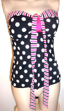 Cole Of California Black/Red Polka Dot Tankini Padded Top Size Medium