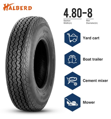 4.80-8 Trailer Tires 4.80x8 4.8-8 6 Ply Load Range C Tubeless 480-8 Set 2 Tire - Picture 4 of 12