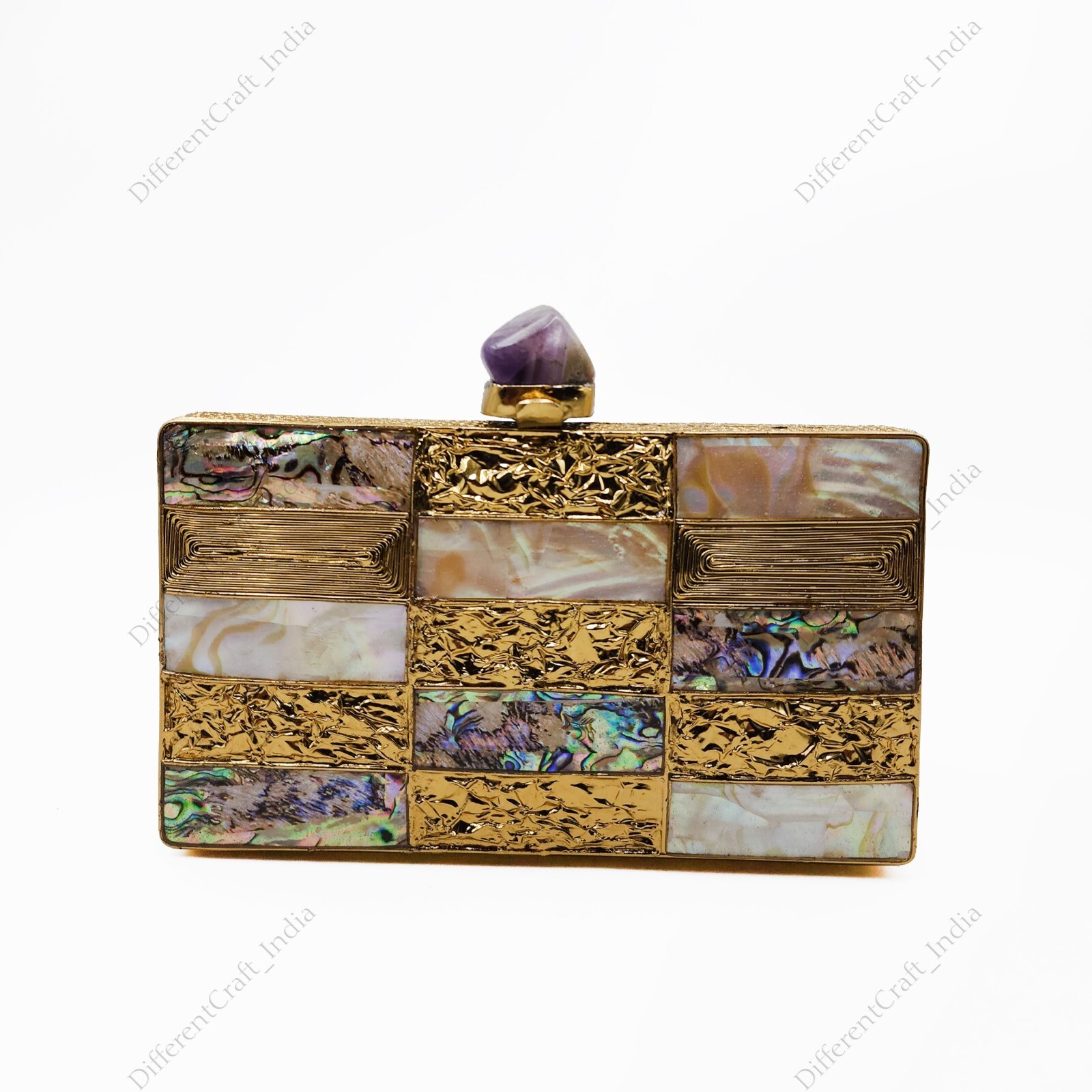 Bolsos de dama de honor con incrustaciones de abulón dorado con incrustaciones de noche