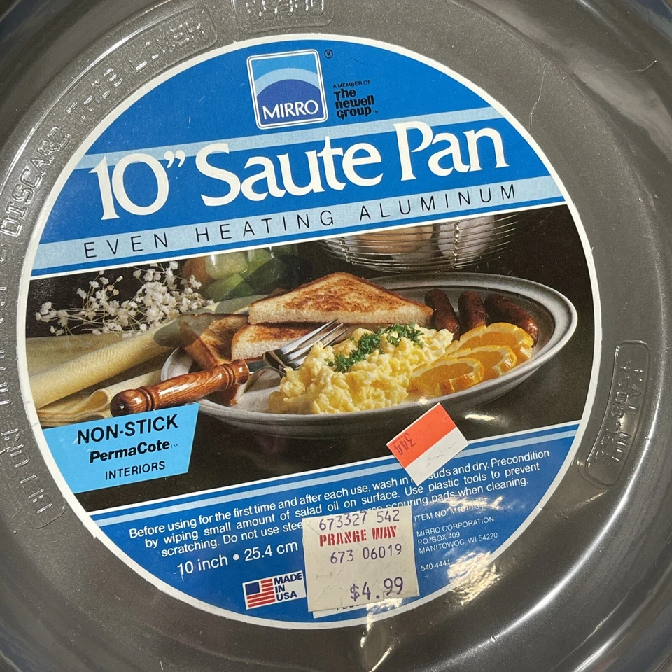 Mirro Even Heating Aluminum 10" Nonstick PermaCote Manitowoc, WI (New Old Stock) - Image 2 of 4