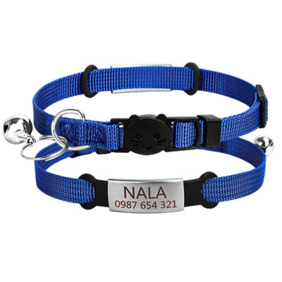 Personalized Breakaway Cat Collar Nylon Kitten Neclace with Custom ID Tag & Bell