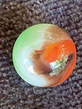vintage vitro agate marble King Patch Swirl 5/8 Tricolor Red Green Chocolate