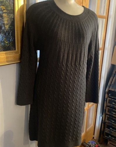 Neu mit Etikett Soft Surroundings Gr. 6-8, SP Kabelstrick Pullover Kleid dunkelolivgrün Wolle - Bild 3 von 13