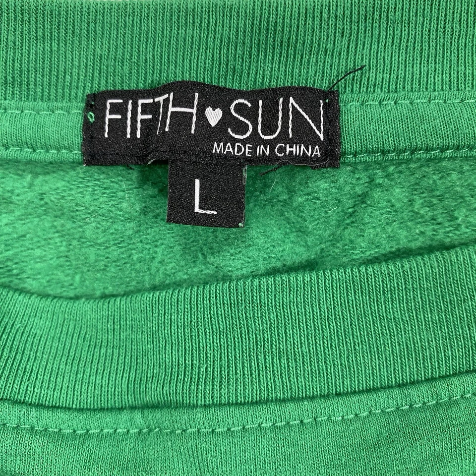 Fifth Sun Christmas Sweatshirt Youth Size L Green Cats Dogs Sloth Real Bells - Image 4 of 4