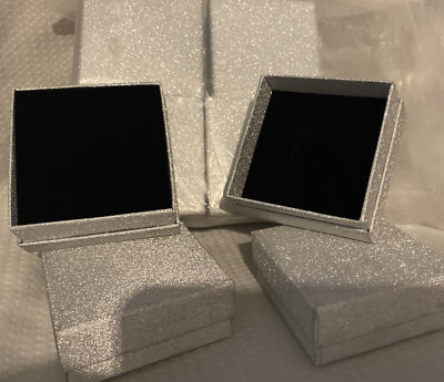Lot Of 12 Silver Sparkly Jewelry Presentation Boxes Necklace Earrings Ring