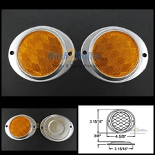 (2) Amber 3" Round Truck Semi Trailer Mail Box Reflex Reflectors / Aluminum Base